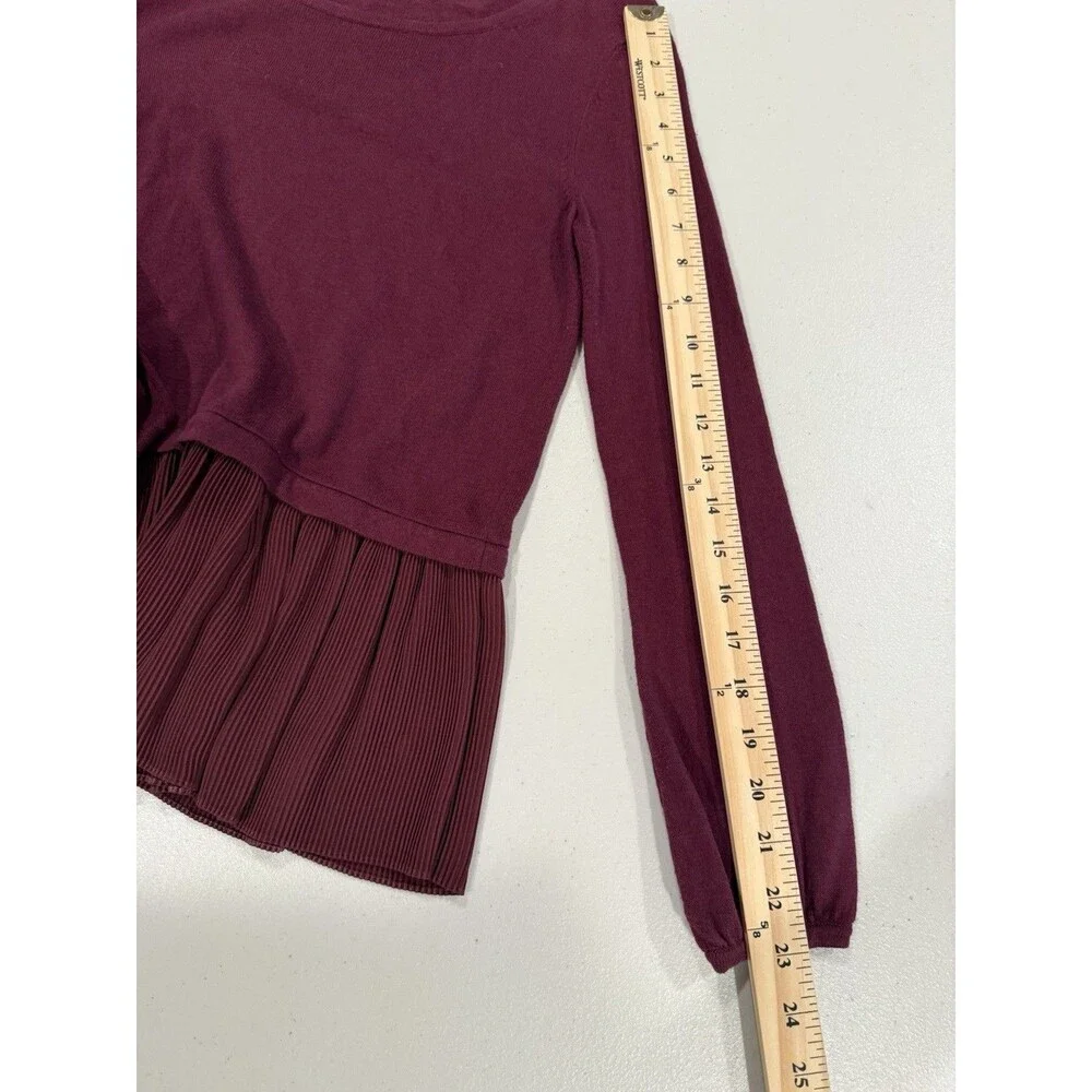 Loft Sweater Women XS Petite Maroon Stretch Romantic Work Preppy Travel Minimal